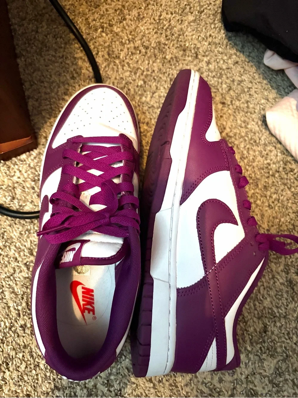 Nike Women’s Purple and White Low-Top Dunks